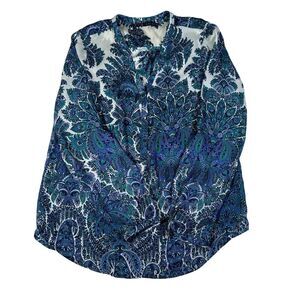 Zara Basics Women's Paisley Button-Up Blouse Size M Floral Pattern Cotton Blend